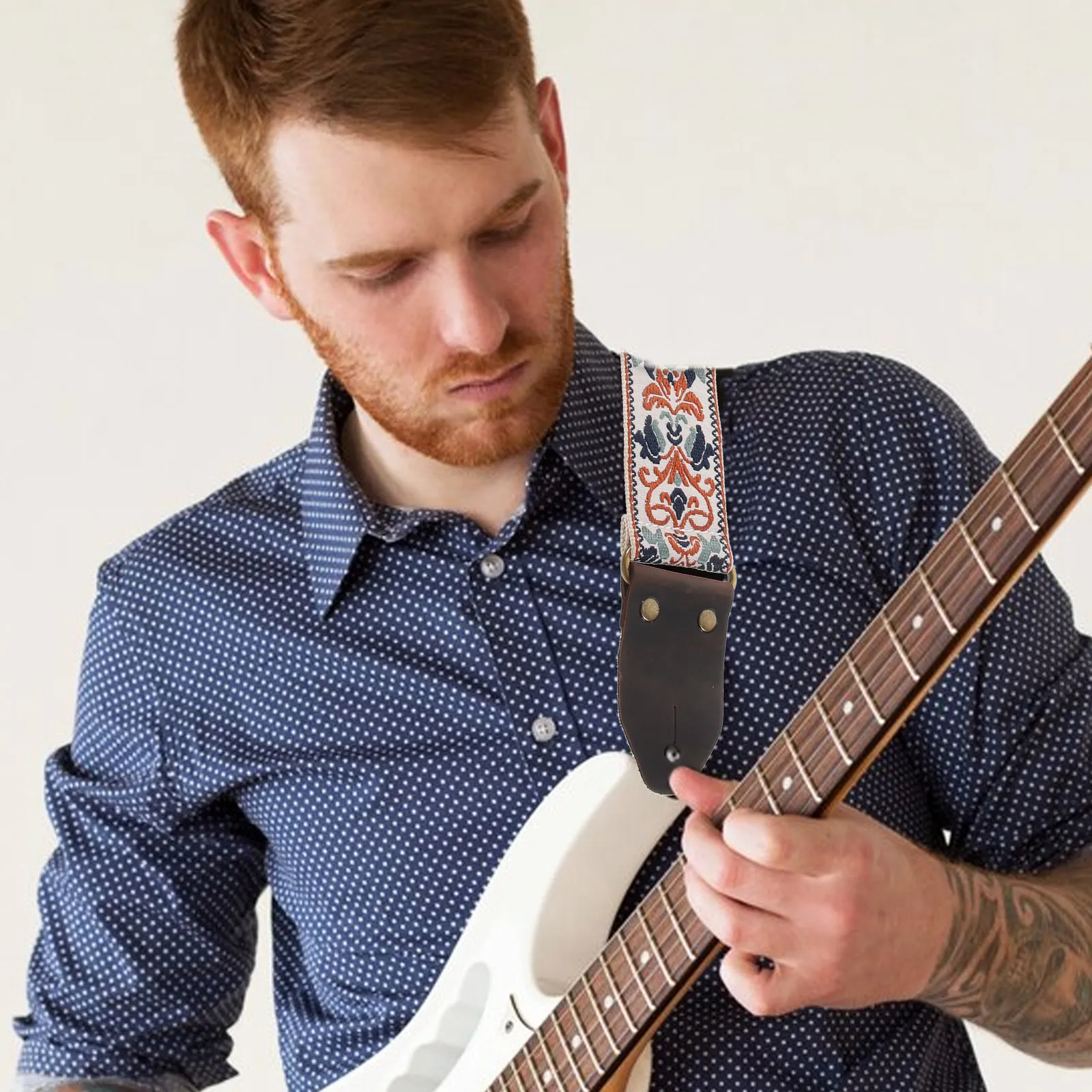 

Ремешок для гитары с вышивкой, декоративный, для акустических, электрических и бас-гитар, регулируемая длина, 6 стилей, разноцветные аксессуары для плеча