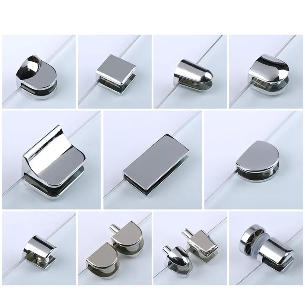 1Pc Durable Nickel Finish Furniture Hardware Shelf Holder Support Shelves Clips Glass Clamp Panel Bracket