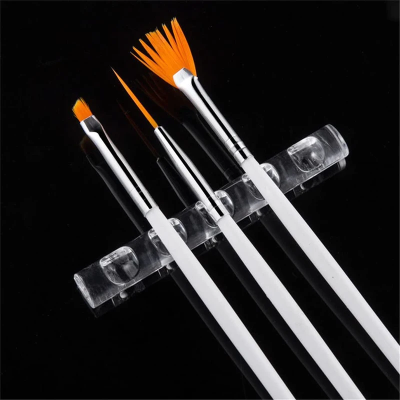 2Pcs(7.5*1cm)Acrylic Clear Nail Brush Rack 5 Grids DIY Painting Pen Rest Holder Stand Simple Transparent Pen Brush Stand Holder*