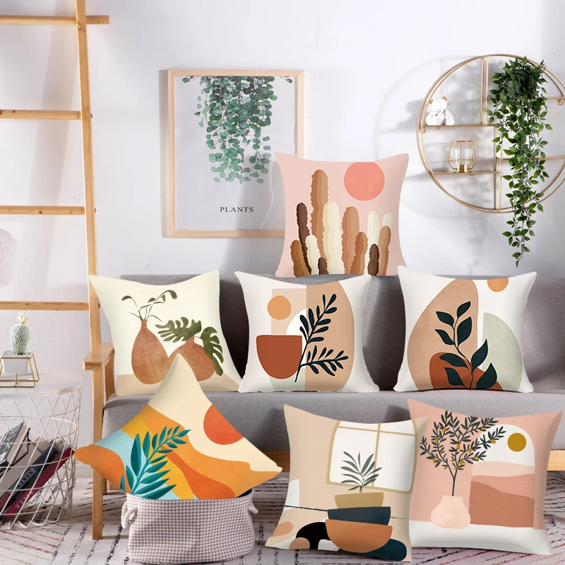 

Летняя наволочка с листьями растений в пустыне, украшение для дома, полиэстеровая печать, диван, автомобильная подушка