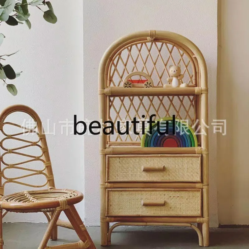 A139 Rattan storage rack Japanese home decoration storage bookcase multi-layer storage rack