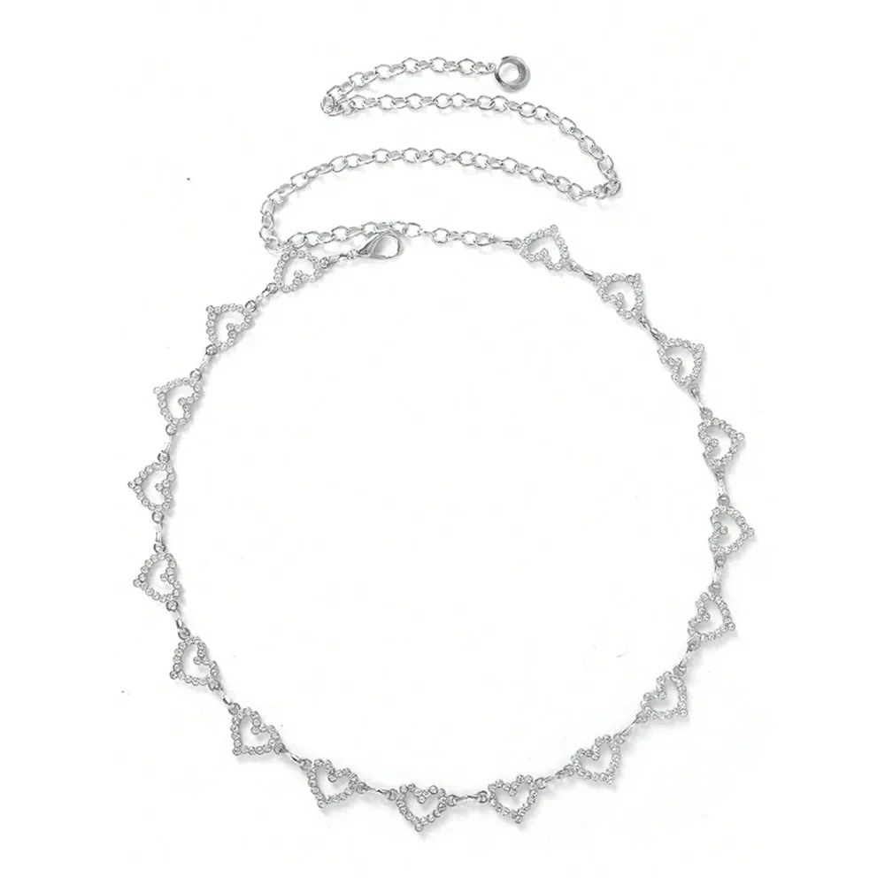 Women Heart Rhinestone Waist Chain Metal Belt For Summer Dresses Perfect Gift