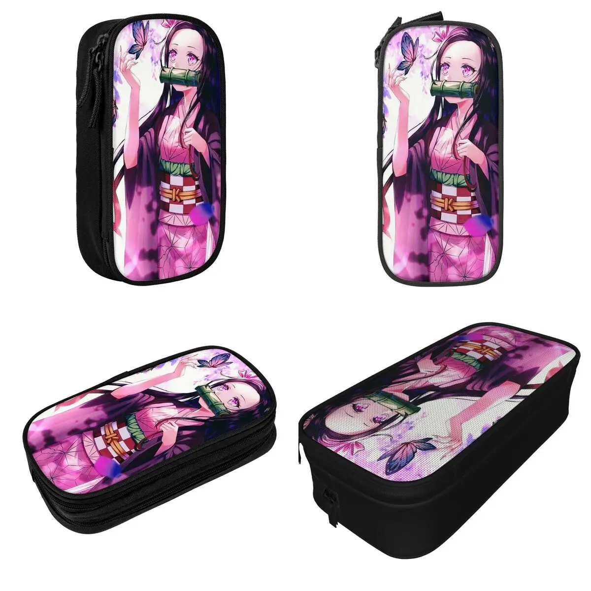 Imagem -02 - Nezuko Lápis Cases Diversão Anime Demônio Slayer Caneta Titular Bolsas Meninas Meninos Grande Capacidade Estudantes Escola Cosméticos Pencilcases