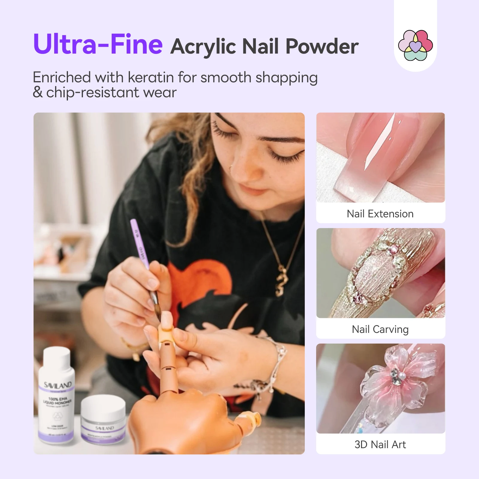 SAVILAND Acrylic Nail Kit for  - Acrylic Powder Clear recension och pris