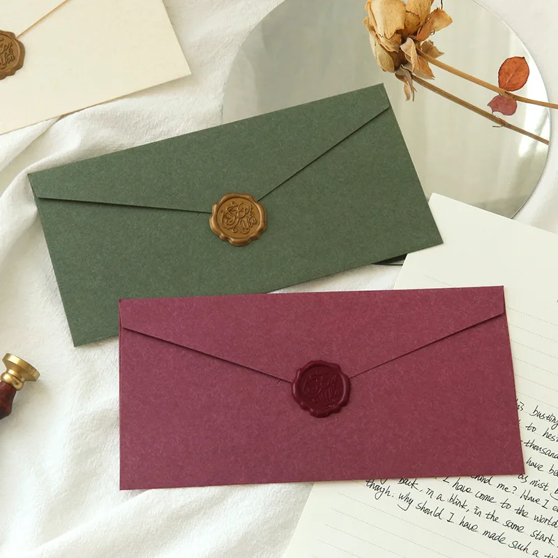 30pcs/lot 22x11CM Kraft Paper Vintage Envelope Wax Seal for Wedding Invitations Greeting Cards Festival Blessing Letter Western