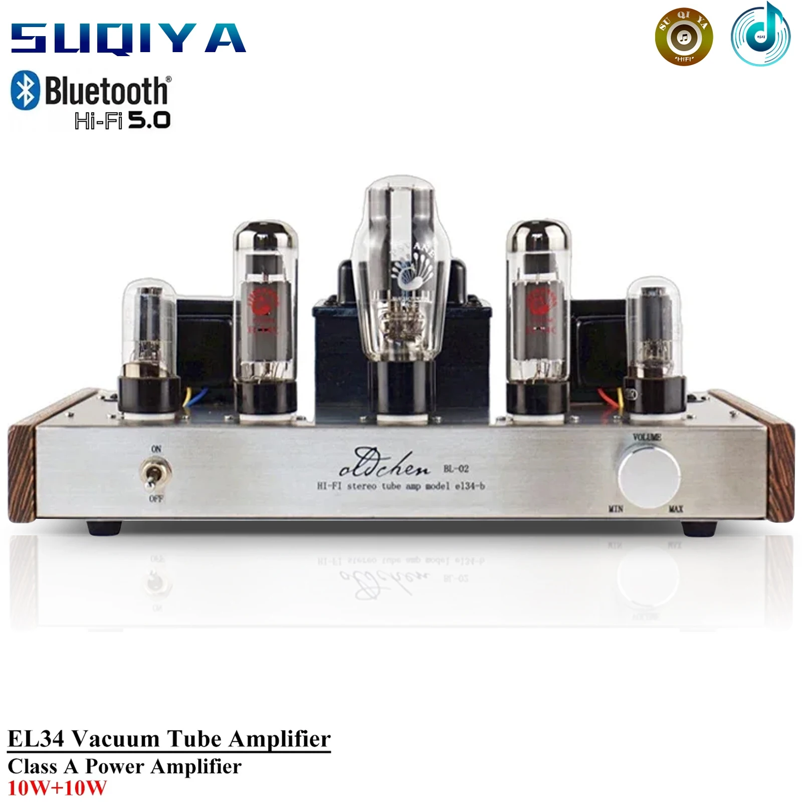 EL34 Vacuum Tube Amplifier 10w*2 High Power Single Ended Class A Power Amplifier Bluetooth 5.0 HIFI Amplifier Audio