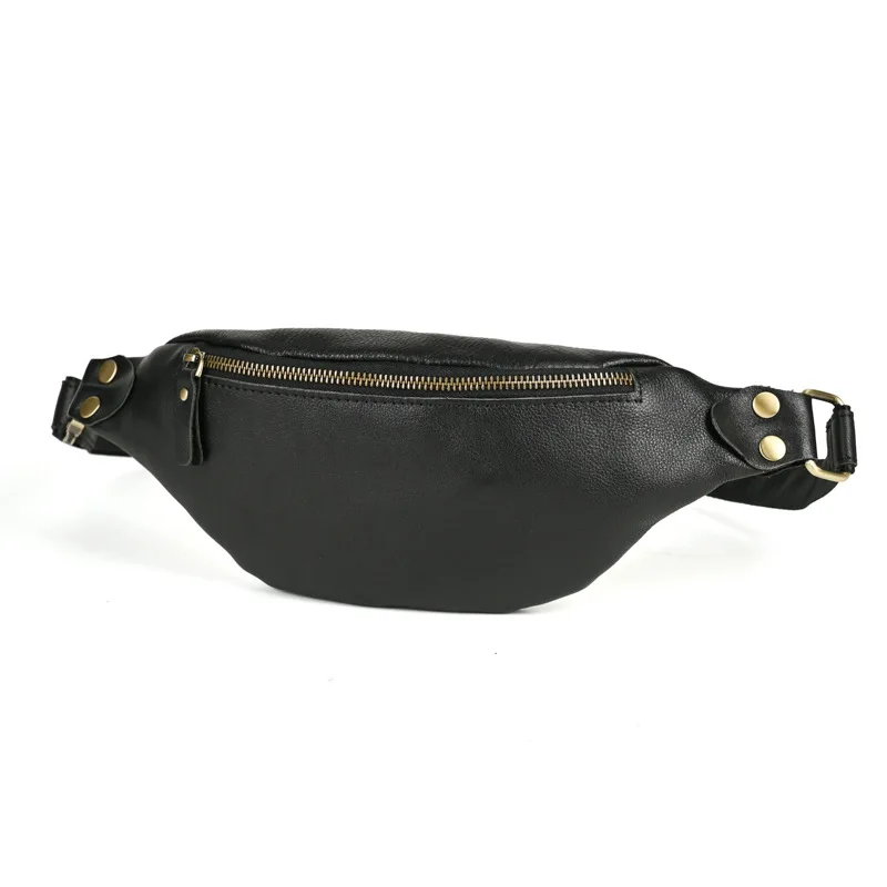 Ultra Thin Soft Vegetable Tanned Leather Waist Bag Men Vintage Slim Chest Pack Lightweight EDC Belt Purse Minimalist