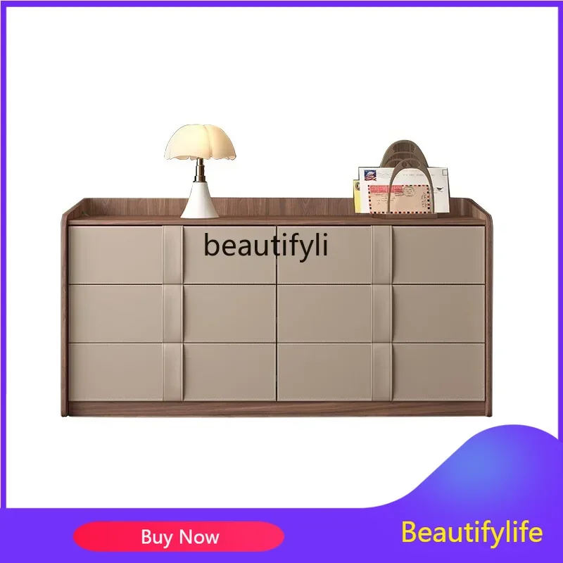 

xzBedroom chest, new all-solid wood medieval style, bedside storage cabinet, combined storage chest