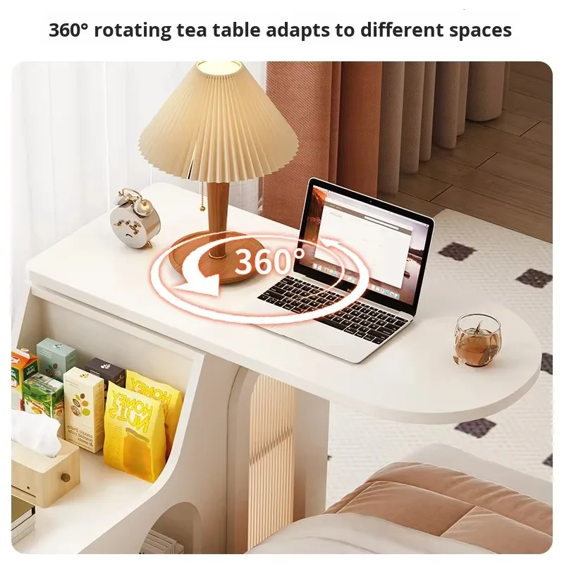 طاولة صغيرة حديثة قابلة للدوران بجانب السرير وأريكة من الخشب الصلب مع مكتب كمبيوتر محمول للاستخدام المنزلي في غرفة النوم #5