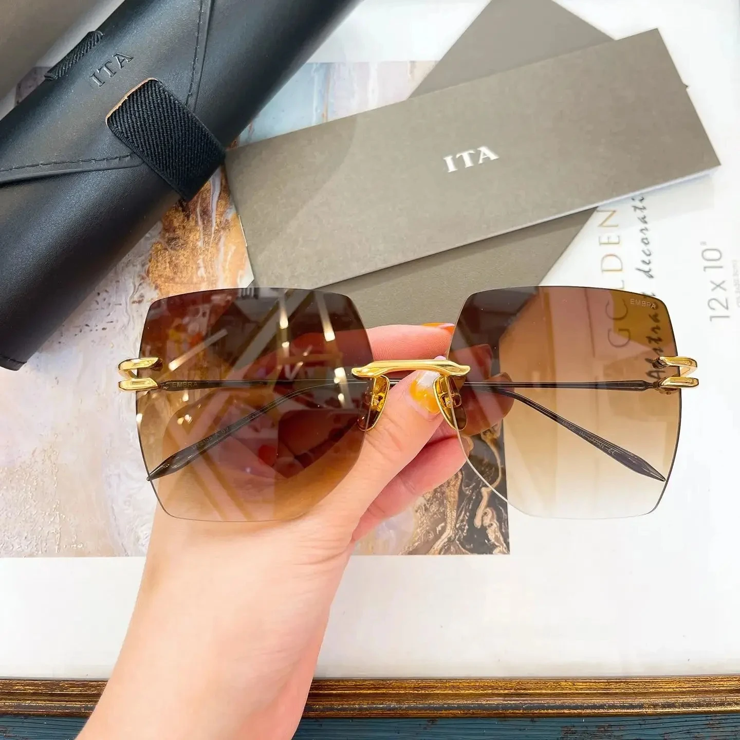 

Newest Brand Women Men Sunglasses Classic Boundless Alloy Frame Polarized Gradient For Unisex Eyeglasses RETRODITA DTS155