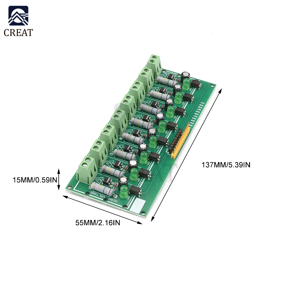 AC 220V 8 Channel MCU TTL Level 8 Ch Optocoupler Isolation Test Board Isolated Detection Tester PLC Processors Module