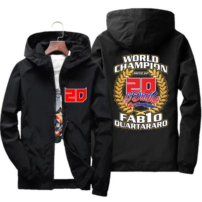 Men's Fabio Quartararo Motorcycle Rider Racing Spring Zipper Pilot Jacket Coat Hooded Windbreaker Pilot Sport Jacket t shirt