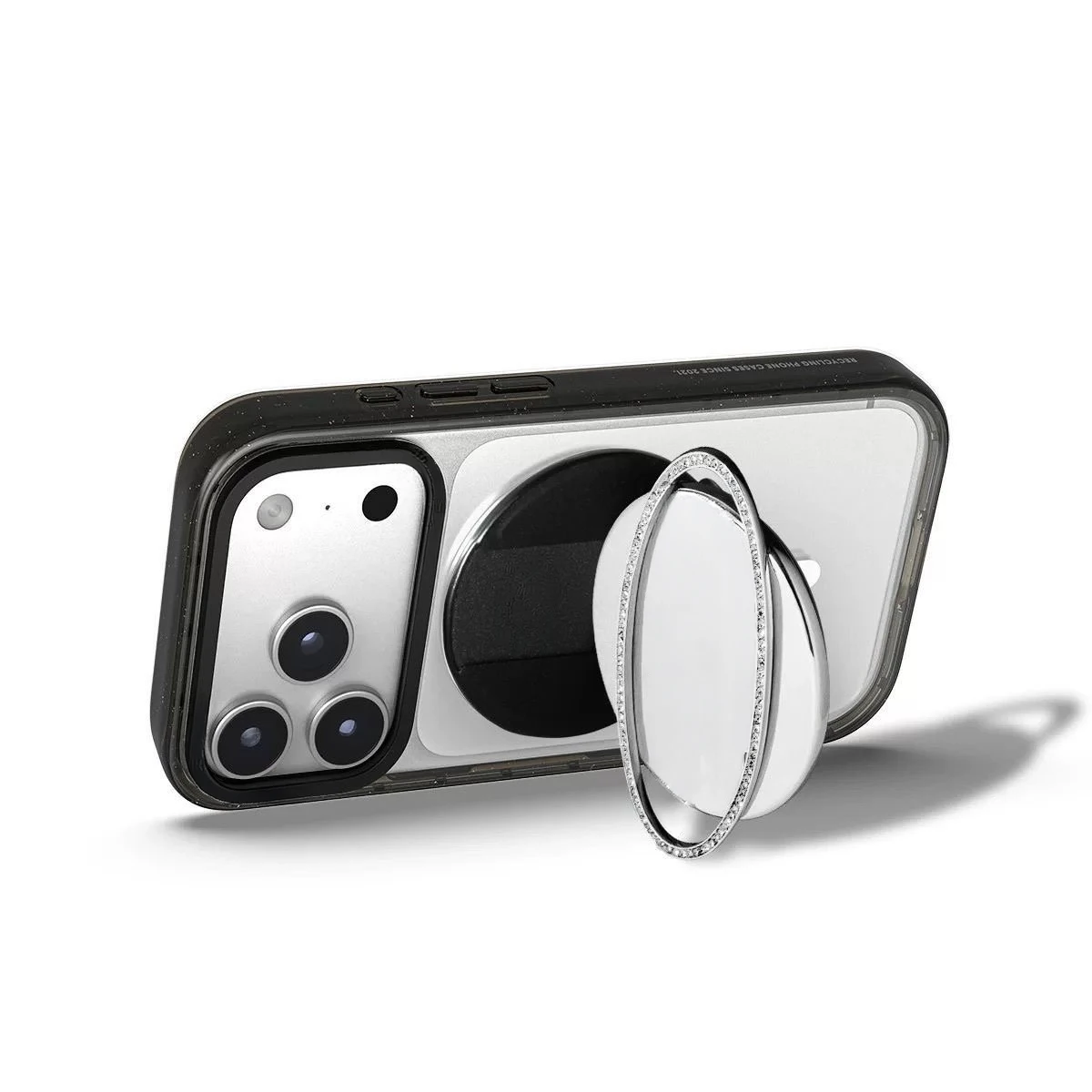 

Creative Planet Fully-jewelled Oval Magnetic Grip Phone Stand for IPhone Holder Mount Support for Galaxy Phone Accessories