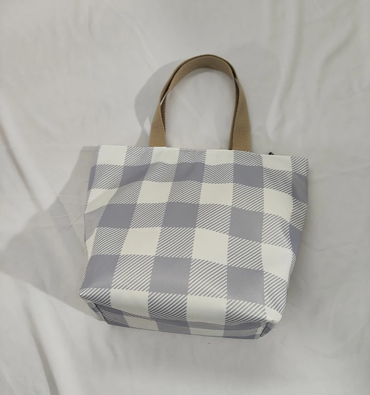 New plaid handbag woman, hand bag work lunch box bag mommy small cloth bag waterproof