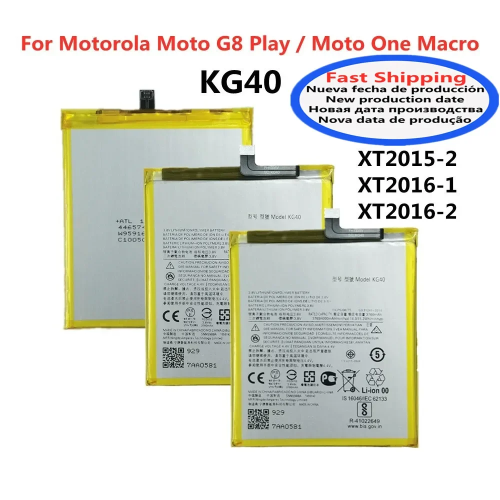 

KG40 4000mAh Battery For Motorola Moto G8 Play Moto One Macro One Macro Dual SIM XT2015-2, XT2016-1 / 2 Phone Bateria Battery