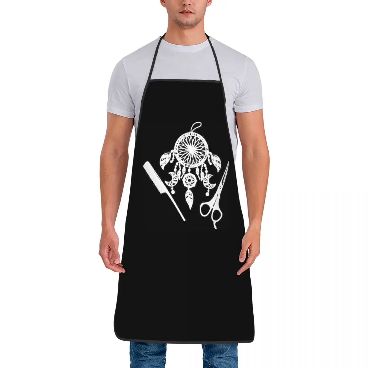 Classic Printing Aprons for Men Women Adult Unisex Kitchen Chef Bib Barber Hairdresser Fashion Trend Hairstyle Tablier Cuisine