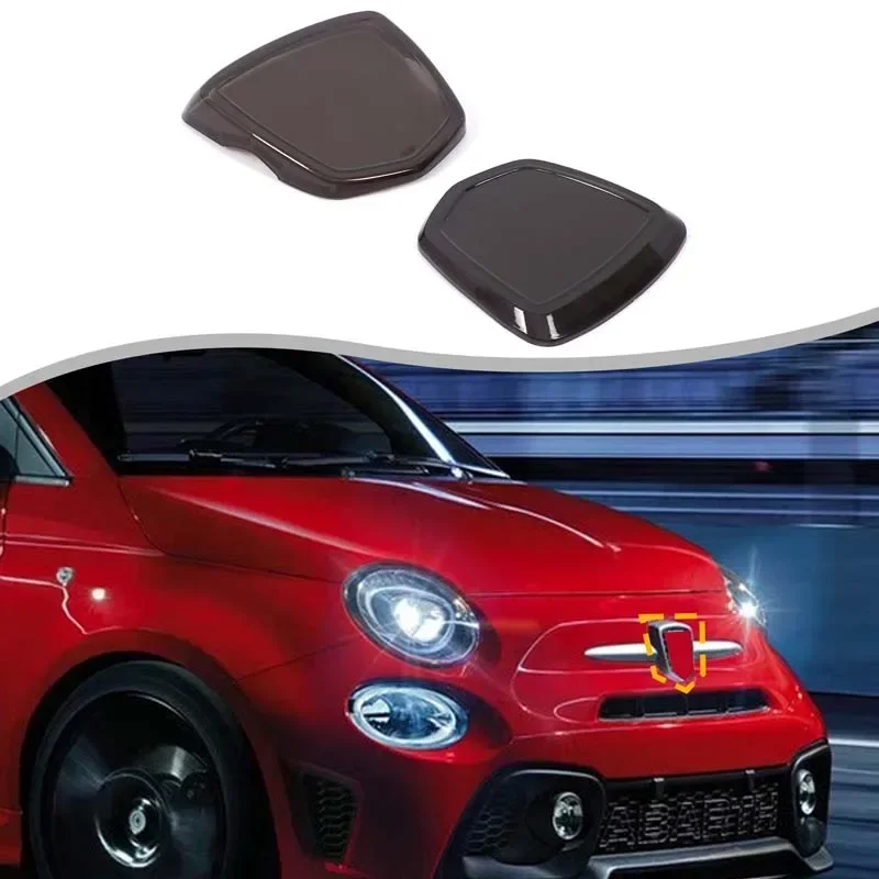 ABS Black For Abarth 595 695 Car styling Car Front and Rear Logo Cover Sticker Car Exterior Protection Accessories 2Pcs