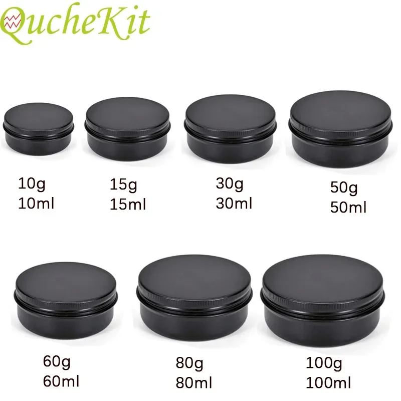 20pcs Black Aluminium Tin Jars Makeup Cream Lip Balm Smaple Container Empty Candle Tea Cans Metal Tin Box Packaging Gift Boxes