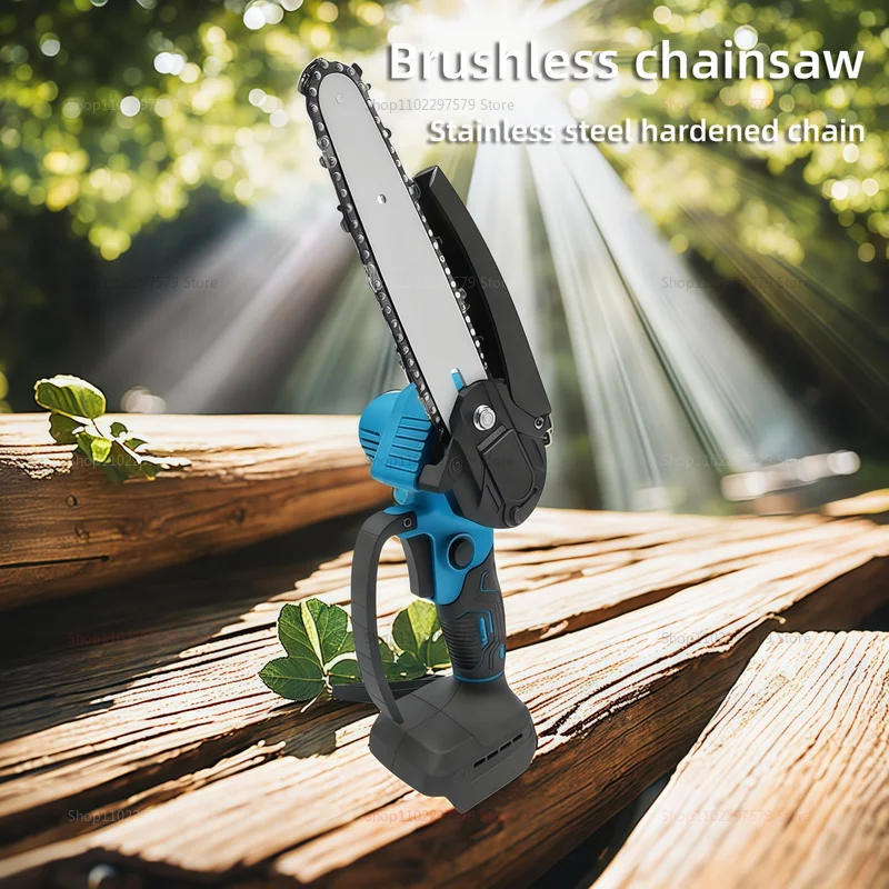 6inch Cordless Brushless Electric Chain Saw Portable Tree Branch Logging Chainsaw for Yard Garden Woodworking Tool