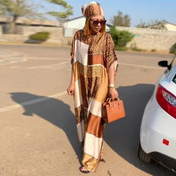 ชุดเดรสแอฟริกันสำหรับผู้หญิงมุสลิม2023ใหม่เสื้อคลุมแมกซี่คอกลมฤดูร้อนแฟชั่นชุดประจำชาติไนจีเรีย