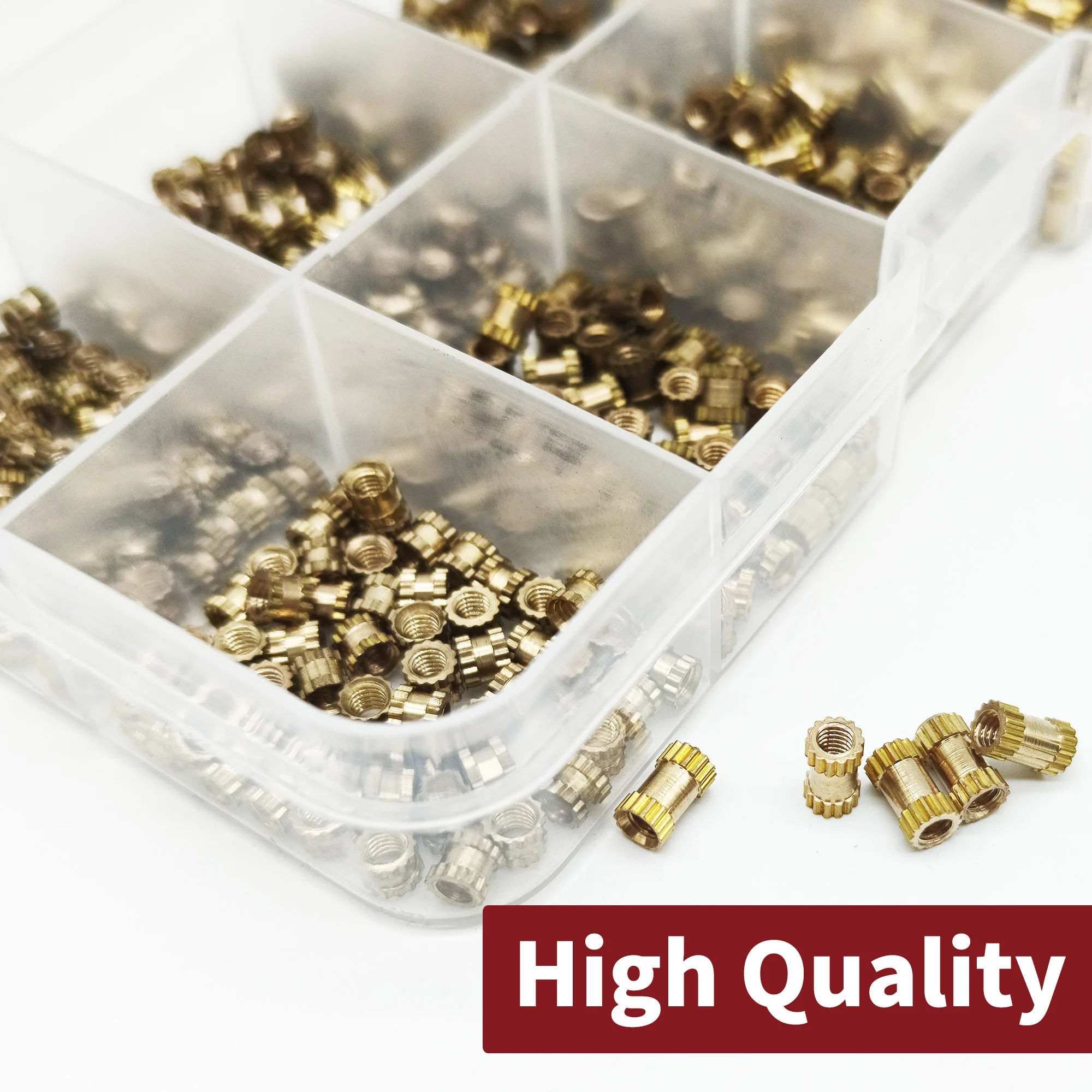 520pcs M2 M2.5 M3 Metric Female Thread Knurled Brass Threaded Insert Embedded Nuts Assortment Kit,Double Pass Knurl Nuts Copper image 5