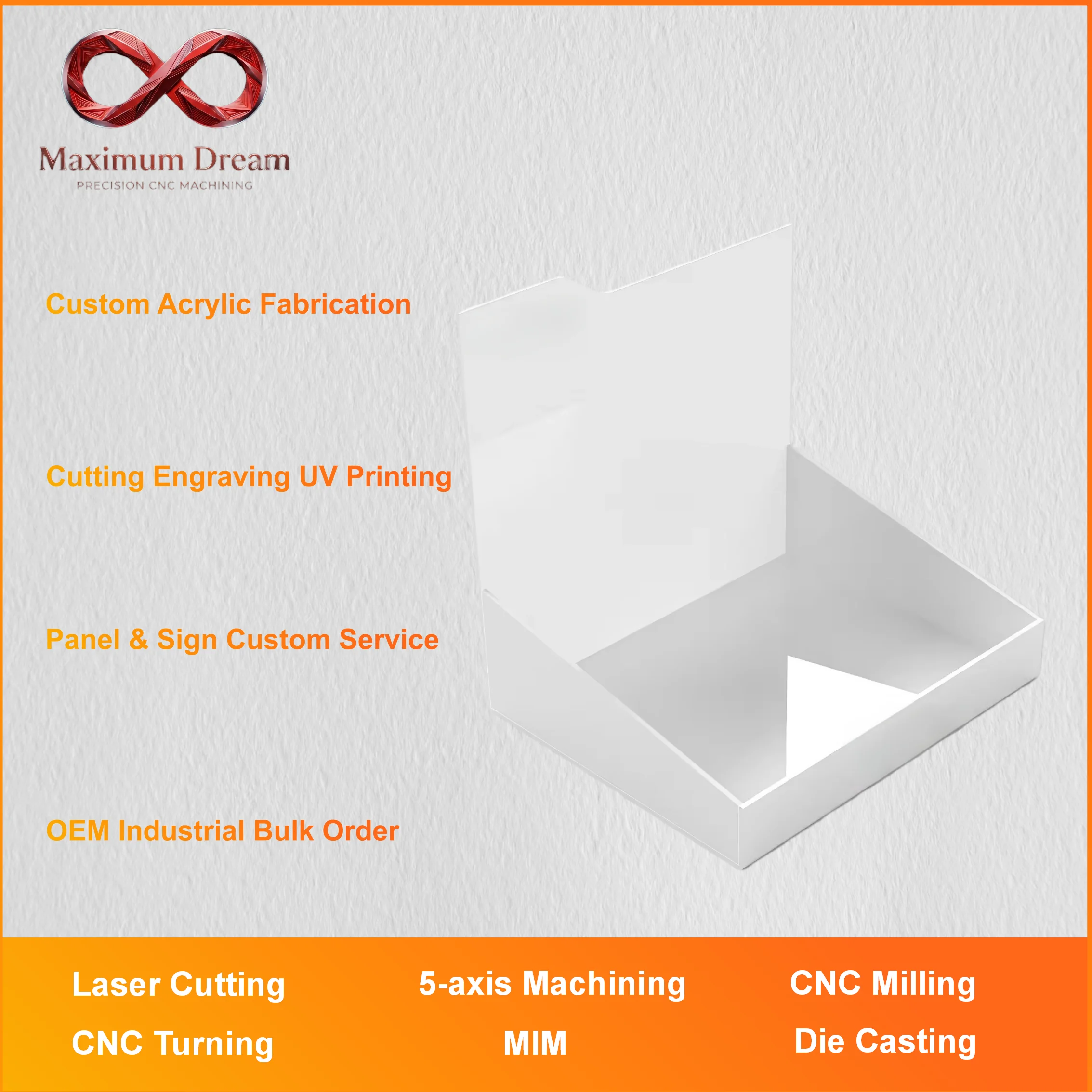 OEM Custom Acrylic Sign Board Laser Engraving UV Printing Bending Polishing Commercial Display Components