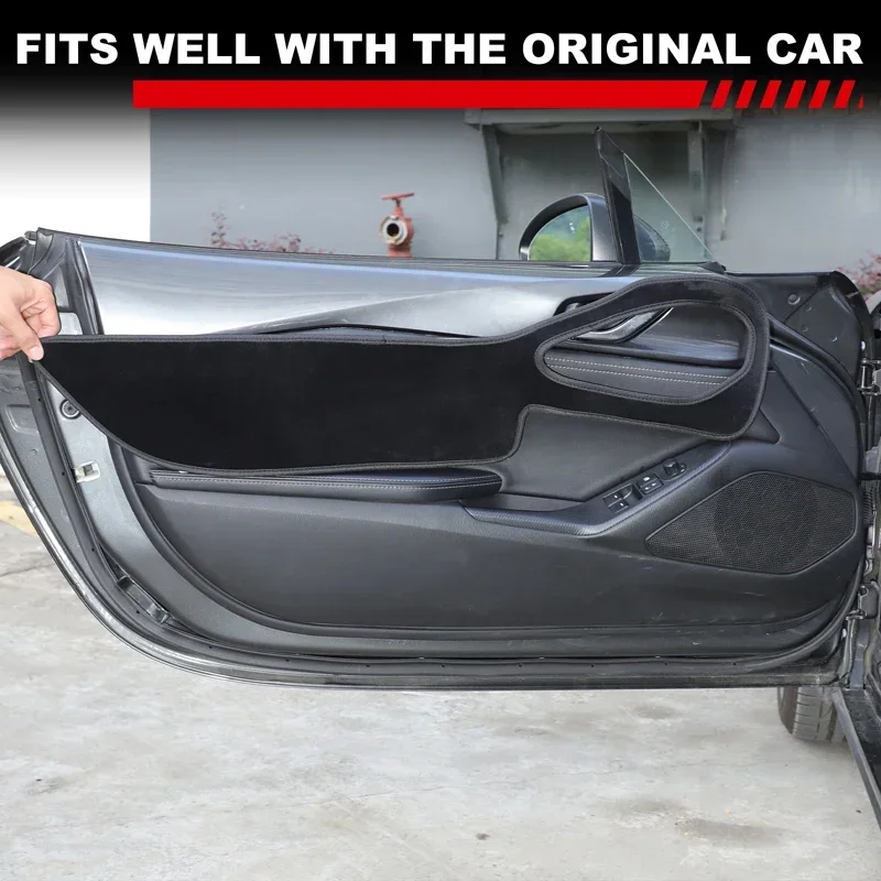 

For Mazda MX-5 Miata Roadster 2016-24 Velvet Black Car Door Anti-Dirt Mat Anti-Slip Mat Decorative Sticker Interior Accessories