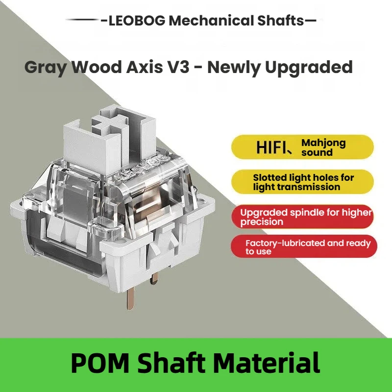 

LEOBOG Gray Wood V3 3Pin Mechanical Keyboard Switch Linear Custom Keyboard HIFI RGB Lubricated Hot-Swap 57g Switches for GK61