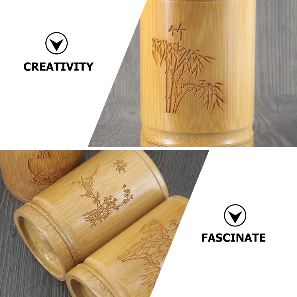 Bamboo Pen Holder, Desktop Stationery Organizer, Pencil Storage Box, Creative Chinese Style Container, Retro Pen Holder