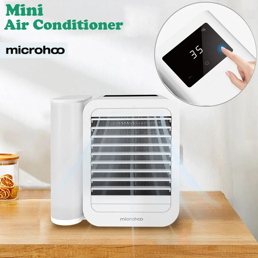 Microhoo 3 in1 Mini Air Conditioner Water Cooling Fan Touch Screen Timing Artic Cooler Humidifier Bladeless Air Conditioning Fan