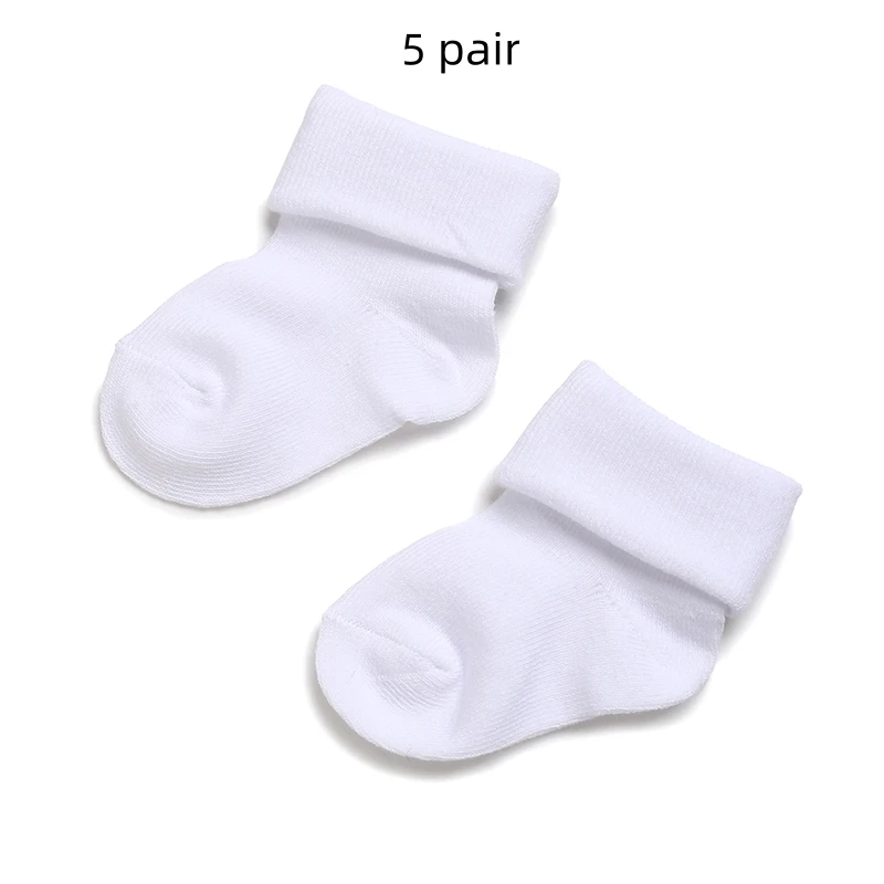 Weiße, weiche Baumwoll-Babysocken für Kleinkinder, Taufsocken für Neugeborene, 0–18 Monate, 5 Paar Socken – Detail 4