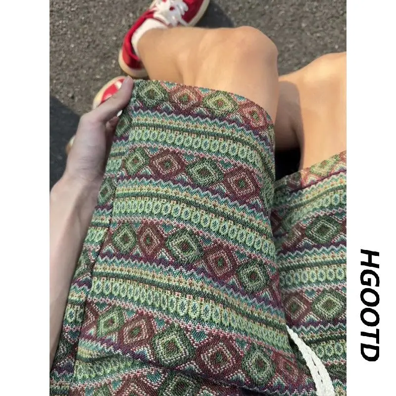 Ethnic style retro trendy brand jacquard shorts men's summer loose Chinese style knee five-point pants