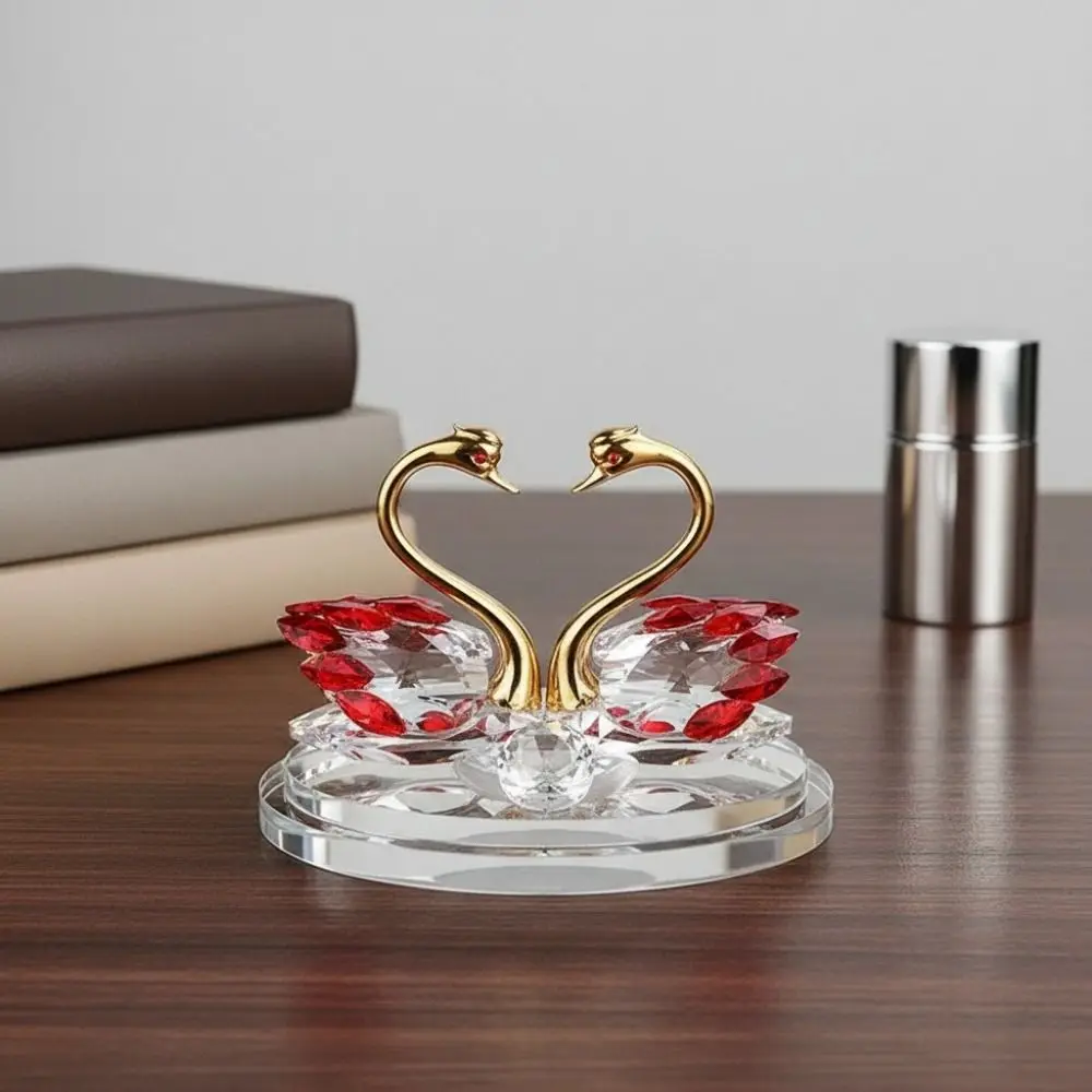 Light Luxury Crystal Swan Ornaments Diamond-encrusted Exquisite Crystal Swan Figurines Miniature Paperweight Desktop Ornament