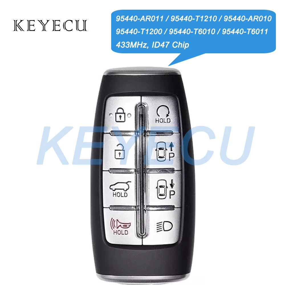 

Keyecu 95440-AR011 AR010 T1210 T6010 T6011 433MHz ID47 Chip Smart Remote Key Fob for GENESIS GV70 G80 2020 2021 2022 2023 2024