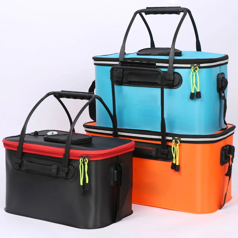 Portable EVA Fishing Bag Collapsible Fishing Bucket Breathable Live Fish Box Camping Water Container PanBasin Tackle Storage Bag