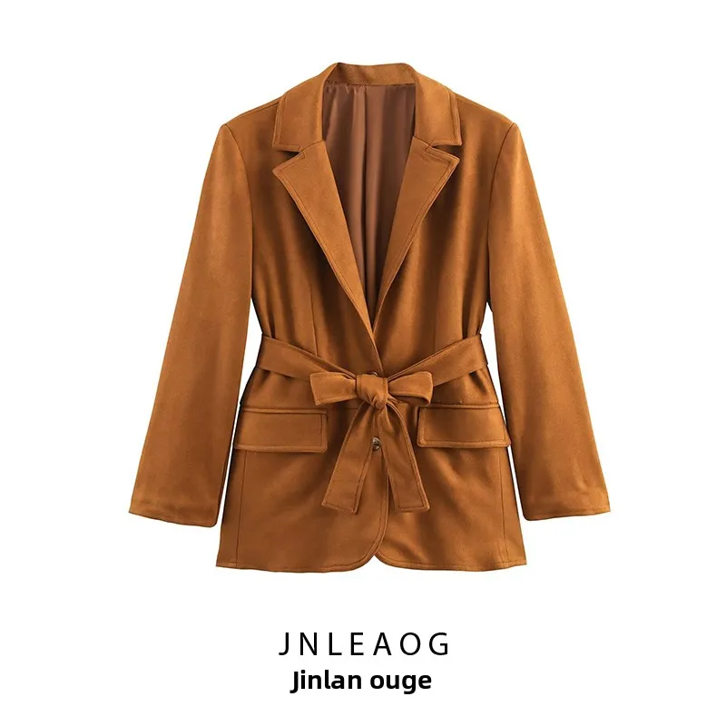 

JNLEAOG, осенний новый модный женский костюм, джемпер с застежкой на талии, повседневные офисные пальто из полиэфирного волокна