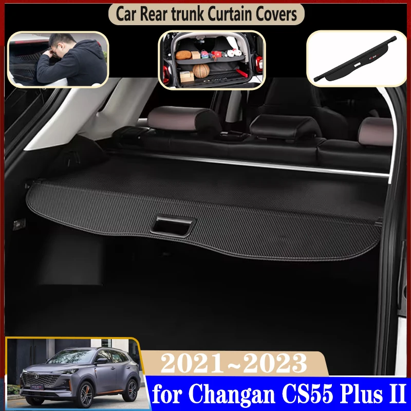 

For Changan CS55 Plus 2023 Accessories II MK2 2021 2022 Car Rear Trunk Cargo Covers Rear Curtain Retractable Space Accessories