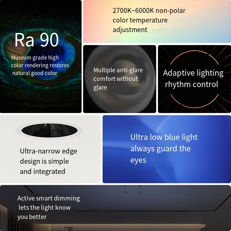 Aqara Smart Spotlight T3 Zigbee 3.0 النازل يعتم ضوء دائري 6W شعاع زاوية 15 ° 24 ° 36 ° 80 °   الإضاءة التكيفية يعتم Homekit