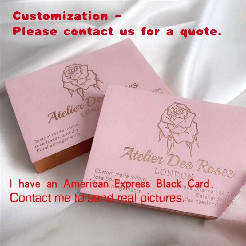 

custom.Luxury Custom Printed Color Plated Cotton Paper Pink Business Card with