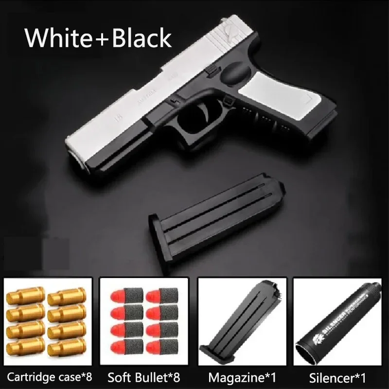 Glock18-Pistolet à éjection de coque pour enfants, balle molle, arme jouet, tir de Noël, jeu de plein air, cadeau pour garçons, le plus récent pistolet enfant jeux adolescents garçons jeux de tirs fusil jouet gun toy