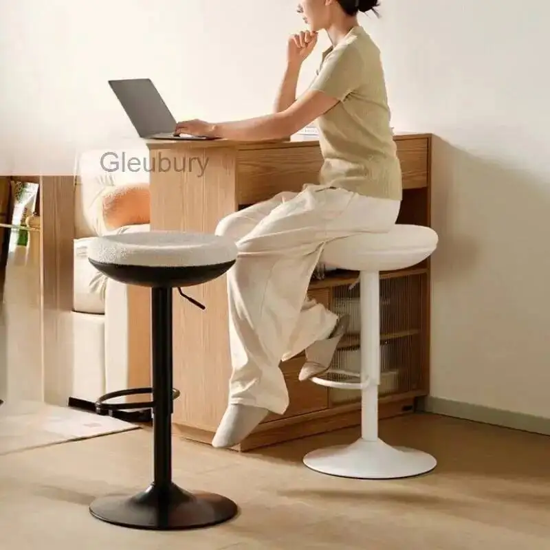 

White Bar Stools bone Cream Swivel Height Designer Kitchen Bar Stools Adjustable Aesthetic Sillas Para Comedor Bar Furniture