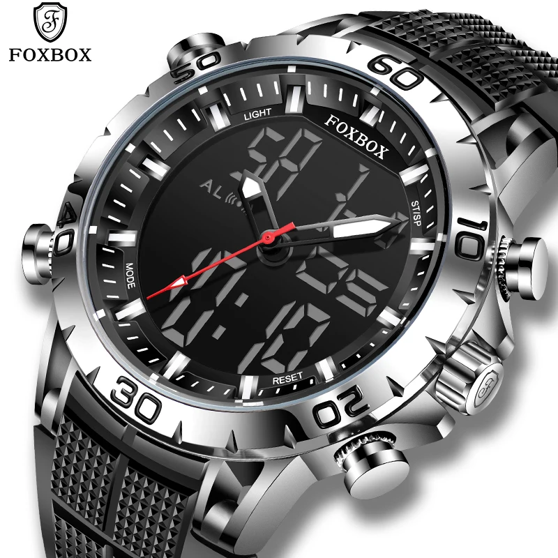 

Электронные часы LIGE, модные роскошные повседневные спортивные цифровые часы с двойным циферблатом для мужчин, военные светодиодные водонепроницаемые силиконовые часы с датой