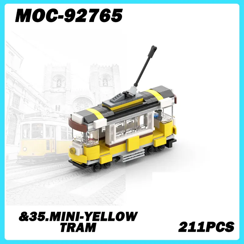 

MOC-92765 Строительный блок, серия мини-поезд и 35, мини-желтая Tram, настольный орнамент, модель, кирпичная игрушка, подарок на день рождения, 211 шт.