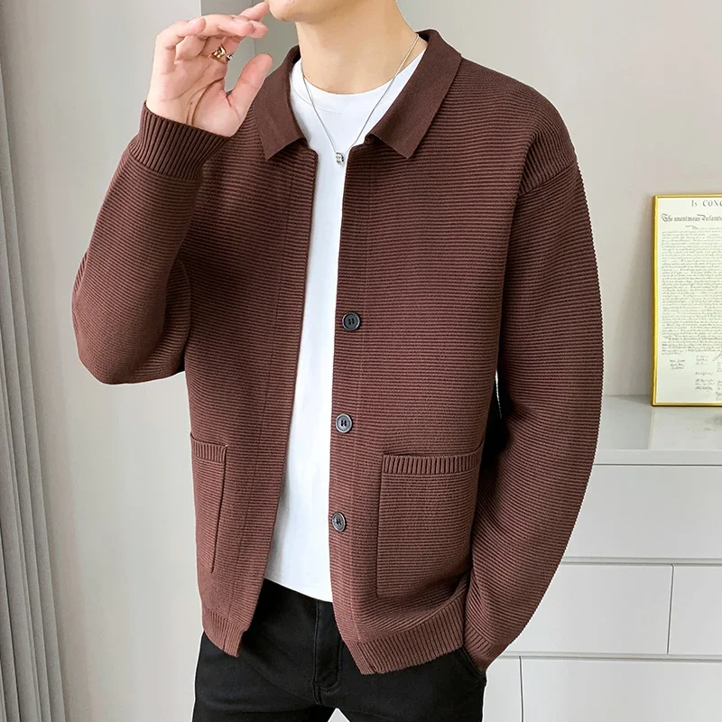 

The new autumn men's fashion, cool and versatile, trendy casual lapel cardigan, fashionable knitted coat