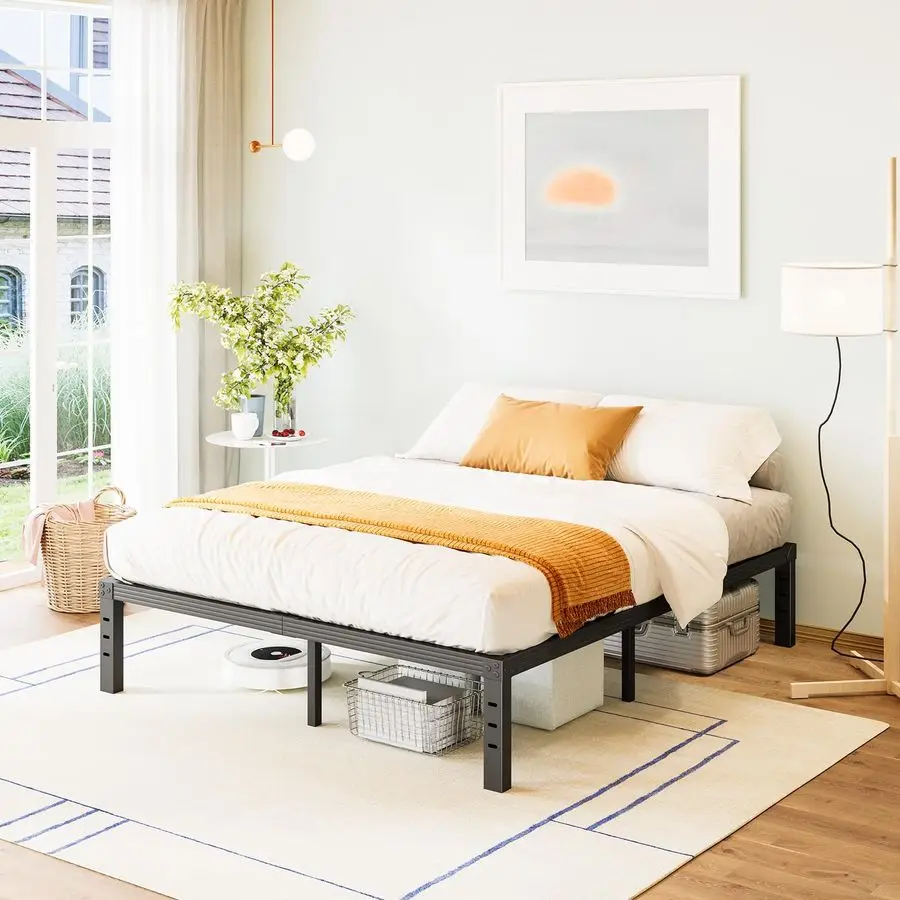 

14 Inch Metal Platform BedFrame No Box Spring Needed, Heavy Duty, Easy Assembly, Noise Free, Black