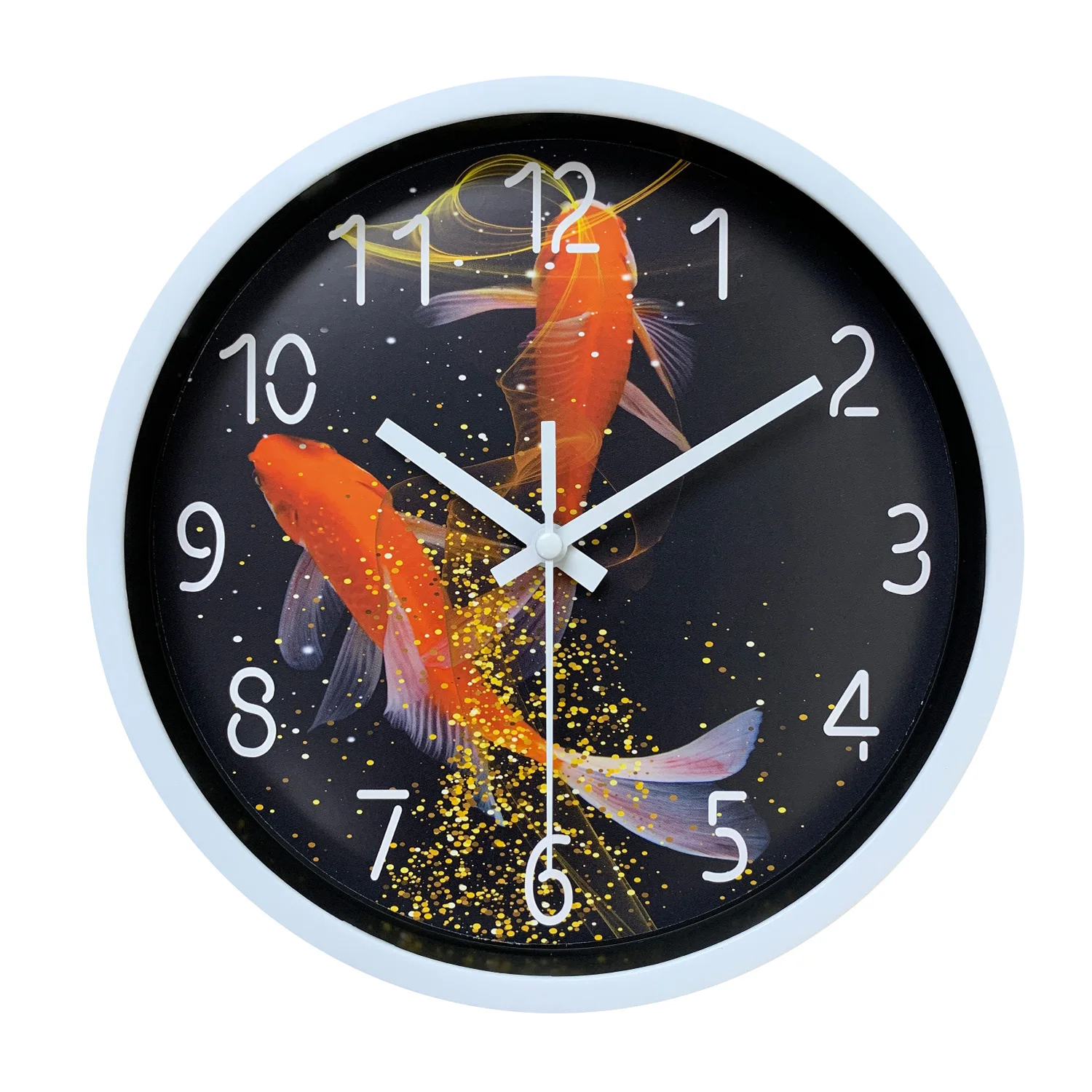 Rote Koi Schwimmen Design Wanduhr, mit guter Bedeutung von Auspice und Reichtum Wanduhr, stille Uhr, Heim dekoration
