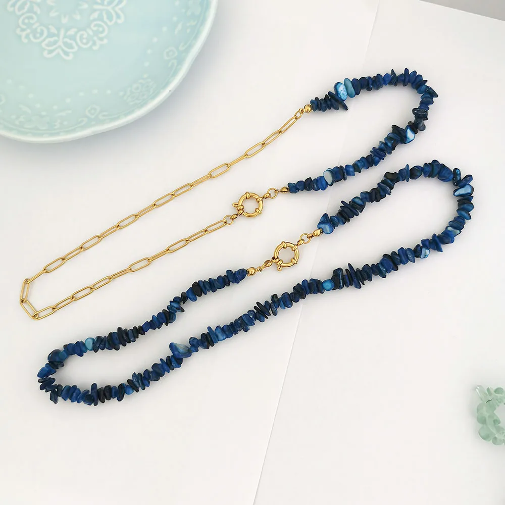 Boho Anker-Halskette für Damen, Muschel-Choker, Edelstahl, Geometrische Kette, Basic DIY, Goldfarben, PVD, Wasserdicht, Großhandel – Detail 3