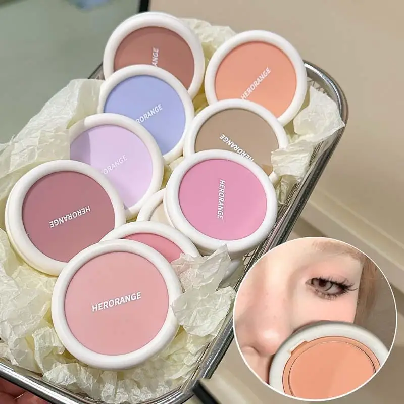 HERORANGE Monochrome Face Blush Palette Mineral Pigment Cheek Blusher Powder Makeup Professional Contour Shadow Pink Blusher