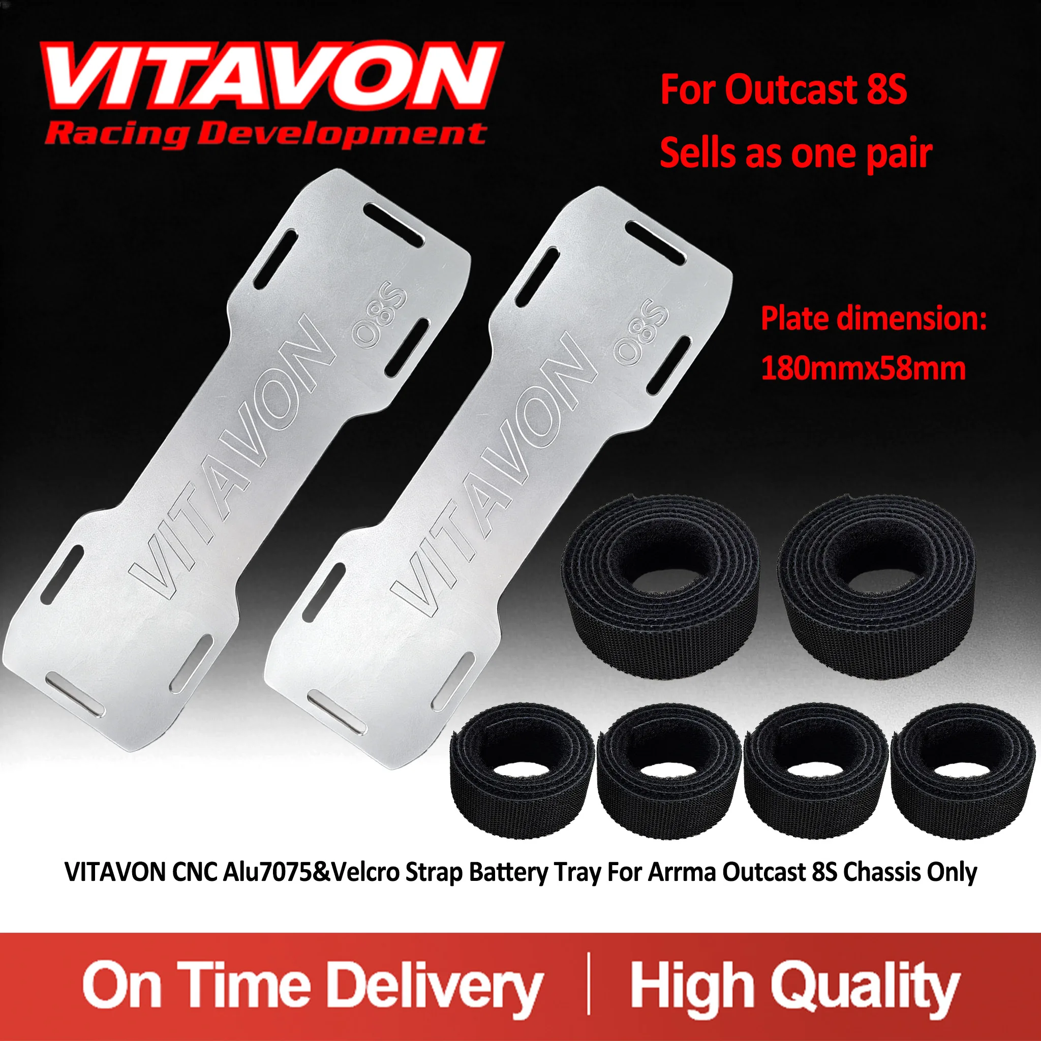 VITAVON CNC Aluminum Battery Tray For Arrma Outcast 8S Stock Chassis only