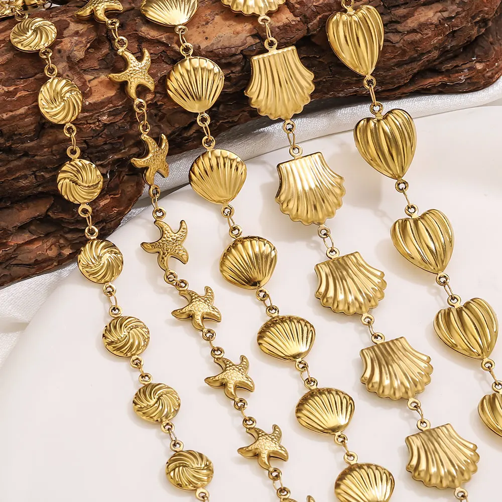 

1meter Gold Plated Starfish Hollow Stainless Steel Chains Jewelry Making Material DIY Hip-Hop Men's Necklace Bracelets Supplies
